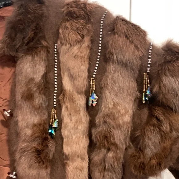 Angora Rabbit Fur Hair Vintage Genuine Embellished Rhinestone Jacket Size Large - Picture 13 of 14